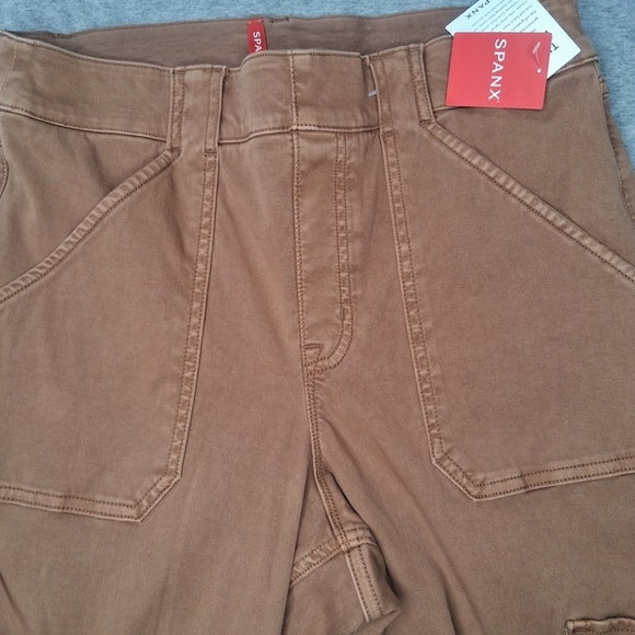 SPANX Stretch Twill Ankle Cargo Pants Women's XL Brown Honey Glow High-Rise - Picture 8 of 16